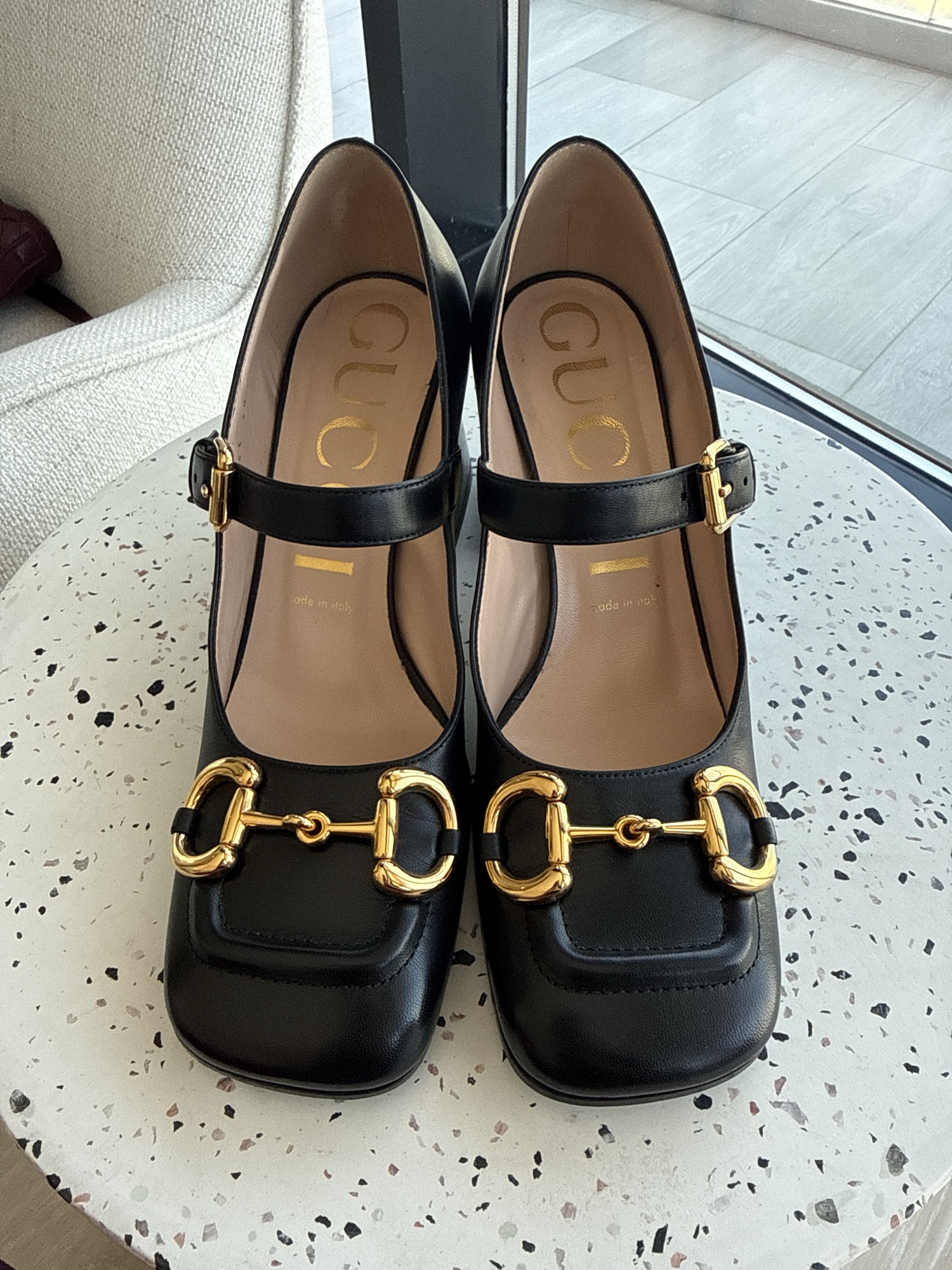 Gucci Gucci Horsebit Mary Jane Pumps Black Leather