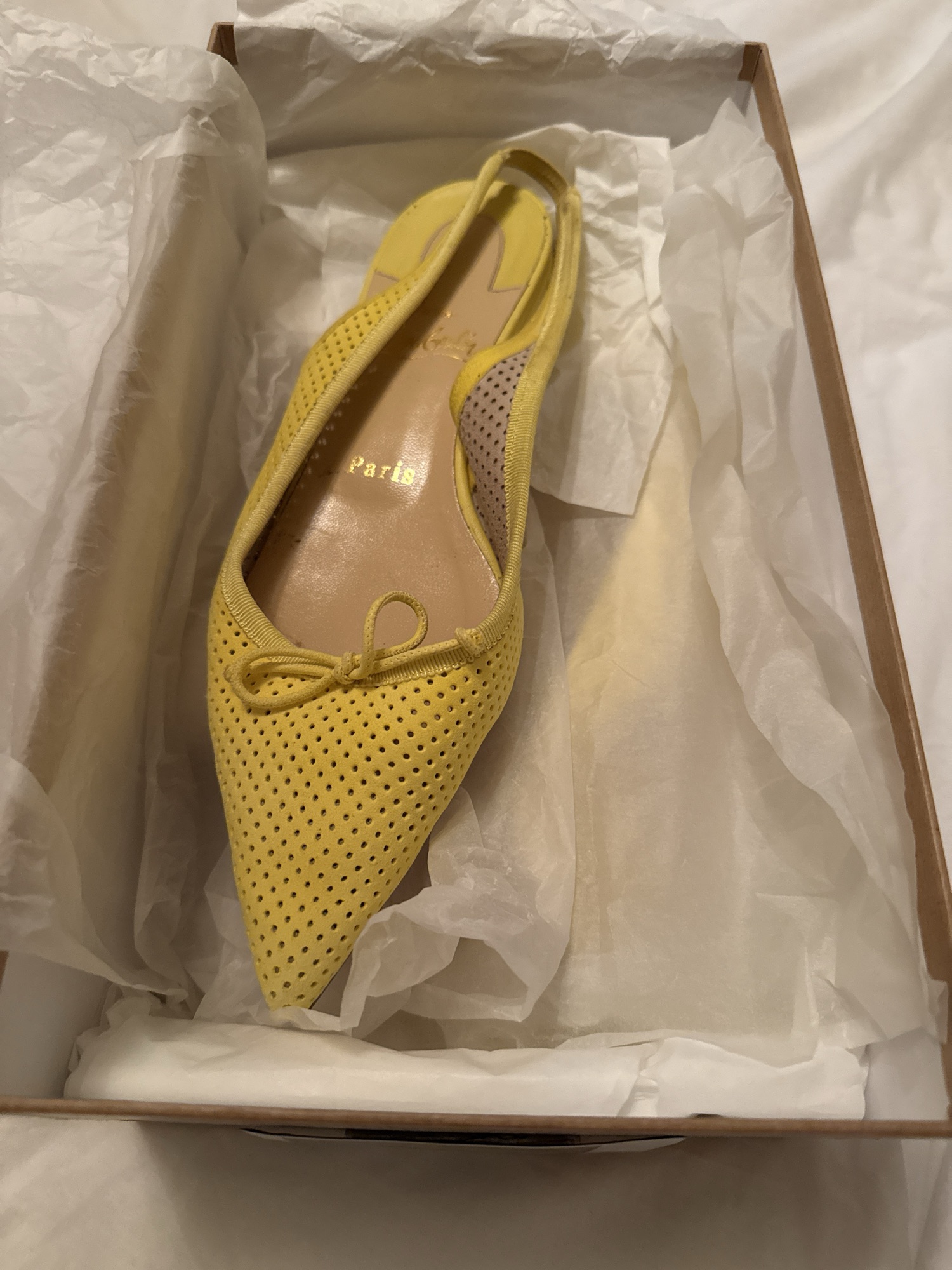 Christian Louboutin Christian Louboutin Hall Sling Flat Suede Pumps – Citronnade Yellow Size 37