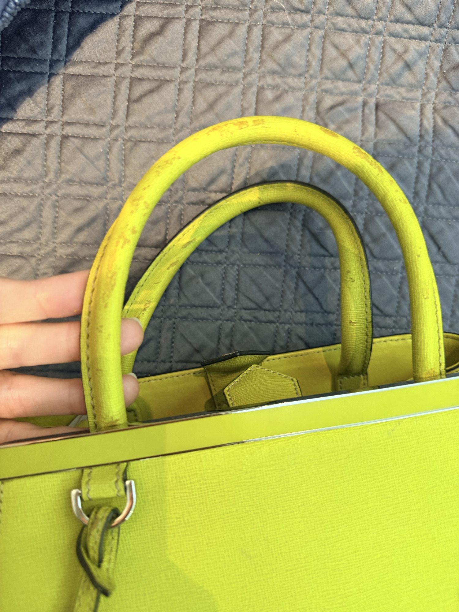 Fendi Fendi 2Jours Medium Calfskin Tote Lime Yellow