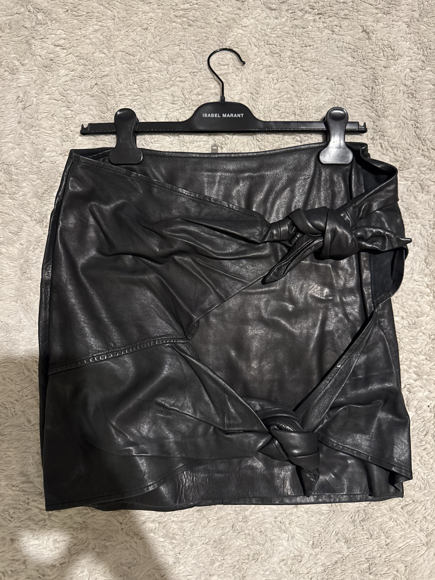 Isabel Marant Etoile Isabel Marant Étoile Tie-Detail Leather Mini Skirt Black