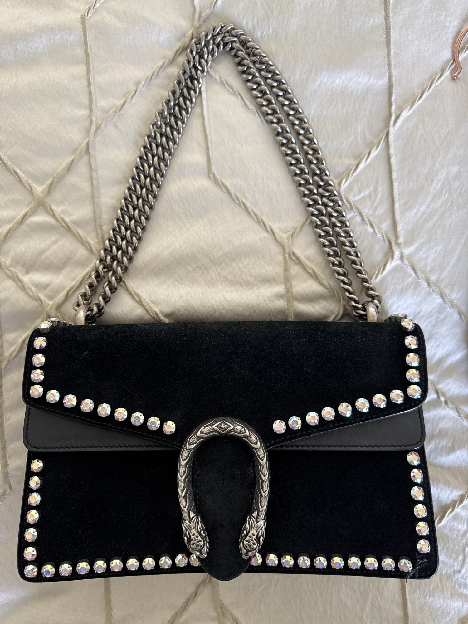 Gucci Gucci Dionysus Medium Suede Crystal Bag Black