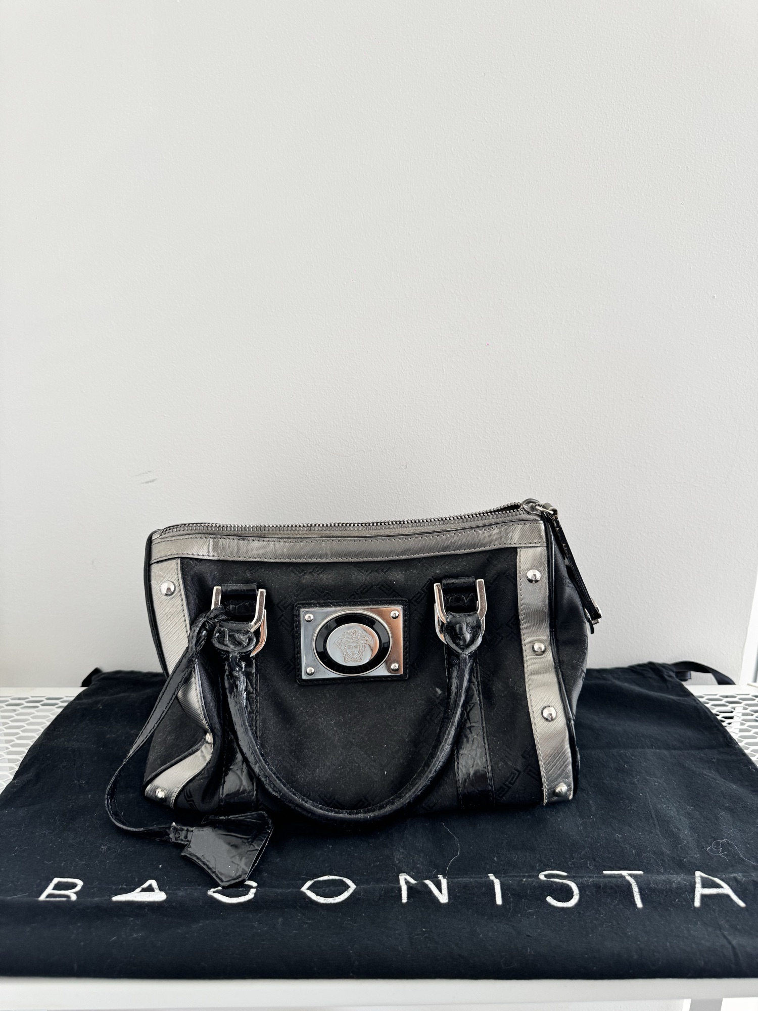 Versace Versace Medusa Jacquard Top Handle Bag Black