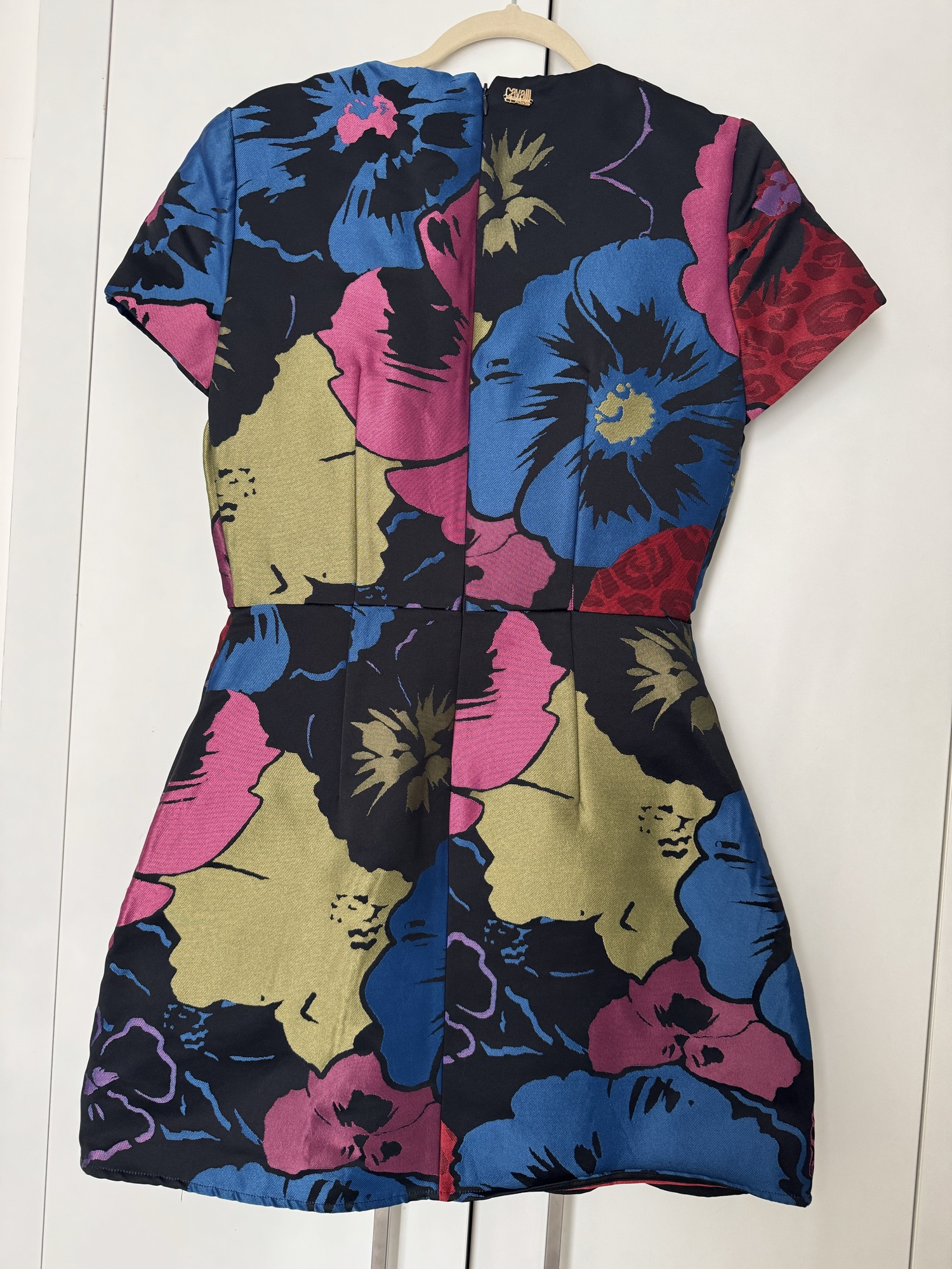 Roberto Cavalli Cavalli Class Floral Mini Dress IT 42 Black Multicolor