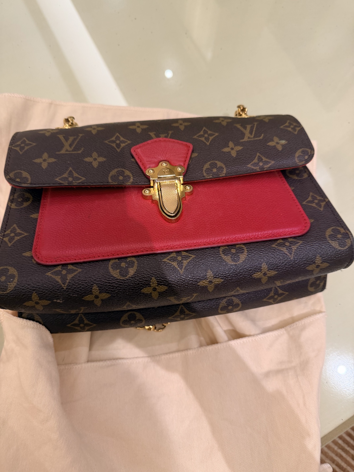 Louis Vuitton Louis Vuitton Vavin Chain Wallet Monogram Canvas Red